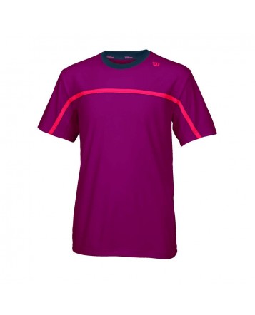 Футболка Wilson Jr Su Colorblock Ringer Crew/Merlot/Coal/Neon Red